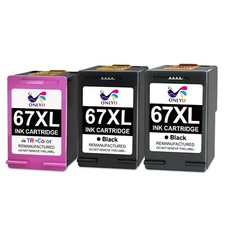 3 67XL High Yield Black Color Ink Cartridge for HP Envy 6055 6058 Pro 6452 6455 