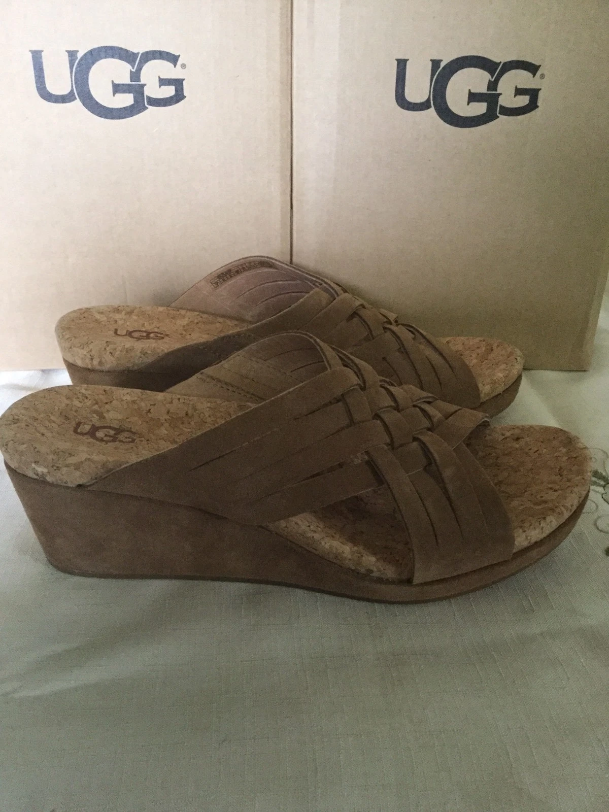 Sandali donna UGG Lilah scamosciati con zeppa nuovi con scatola colore castagno taglia 8