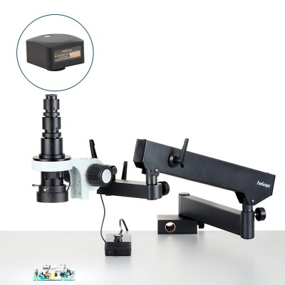 AmScope H800  0.7X-5X Zoom LED Microscope Articulating Arm w Clamp +10MP Camera