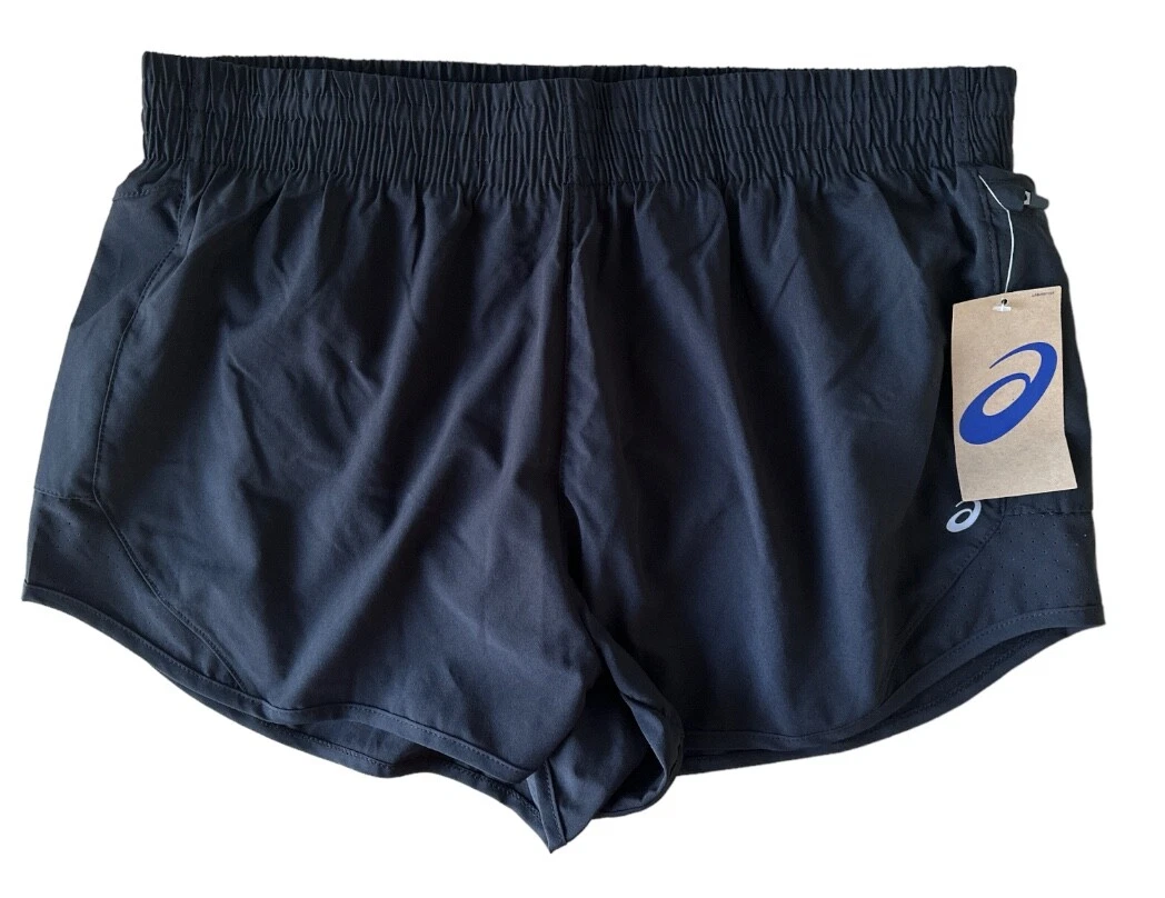 ASICS Women s Running Shorts w Built in Panty Zip Pocket Size XL Black