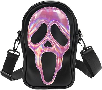 Halloween Pumpkin Crossbody Bag, Pu Leather Novelty Ghost