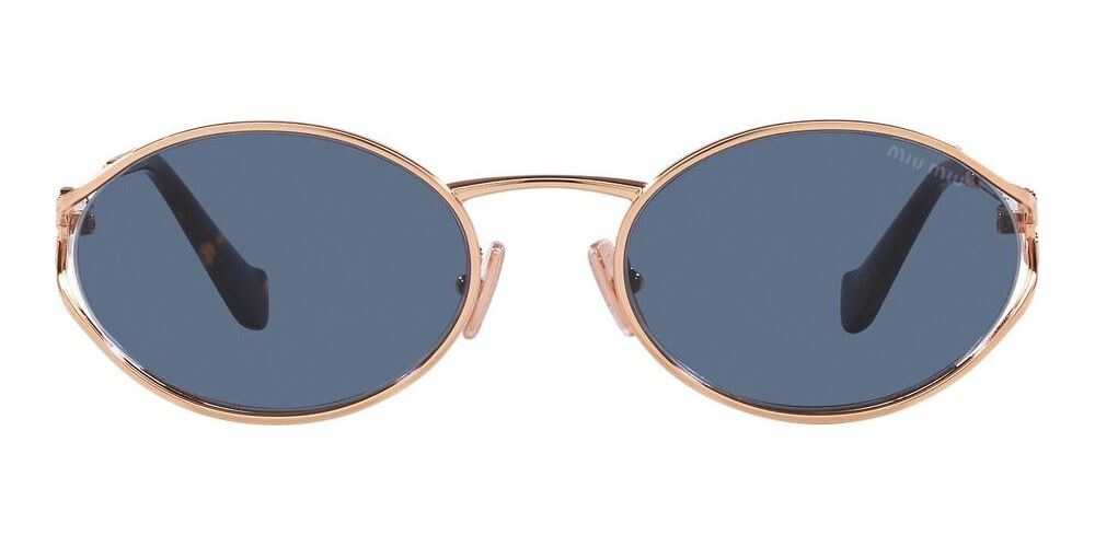 MIU MIU MU 52YS ZVF1V1 Rose Gold Havana Blue Lens Women