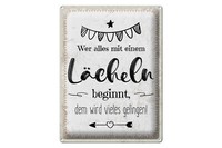 Blechschild Spruch 30X40 Cm Wer Alles Mit Einem LäCheln Beginnt Deko Schild
