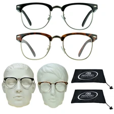 RB Style JFK Clear Reading Glasses Horn Rim Full Lens Reader