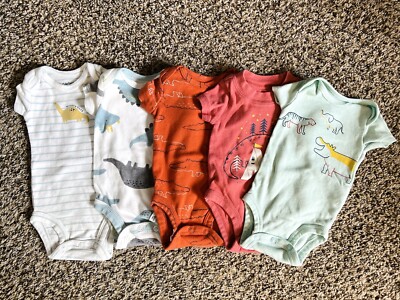 5-Pack Baby Boy Short Sleeve Bodysuit, Newborn One Piece Baby Boy Clothing 