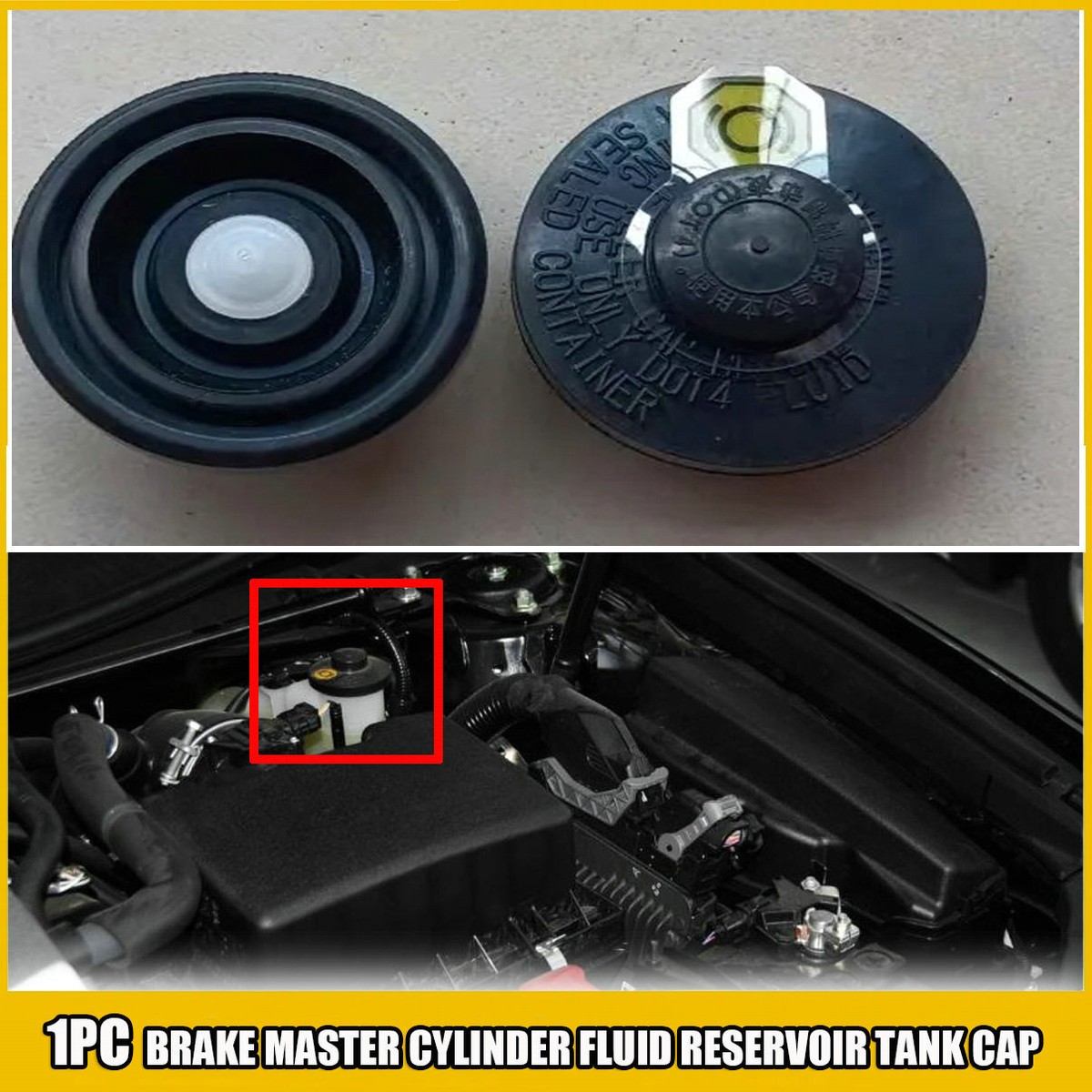 Brake Master Cylinder Fluid Reservoir Cap - Compatible With Toyota Avalon, Camry, Corolla, Tundra, Sequoia, Highlander, RAV4, Sienna, Tacoma - OE 47230-12040