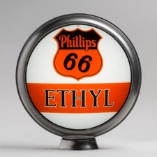 Phillips 66 Ethyl Bar Gas Pump Globe 13.5" in Unpainted Steel Body (G160)