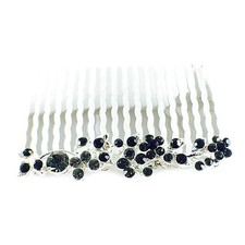 Hair Comb Austrian Rhinestone Crystal Hairpin Bridal Wedding Silver Black 1-6