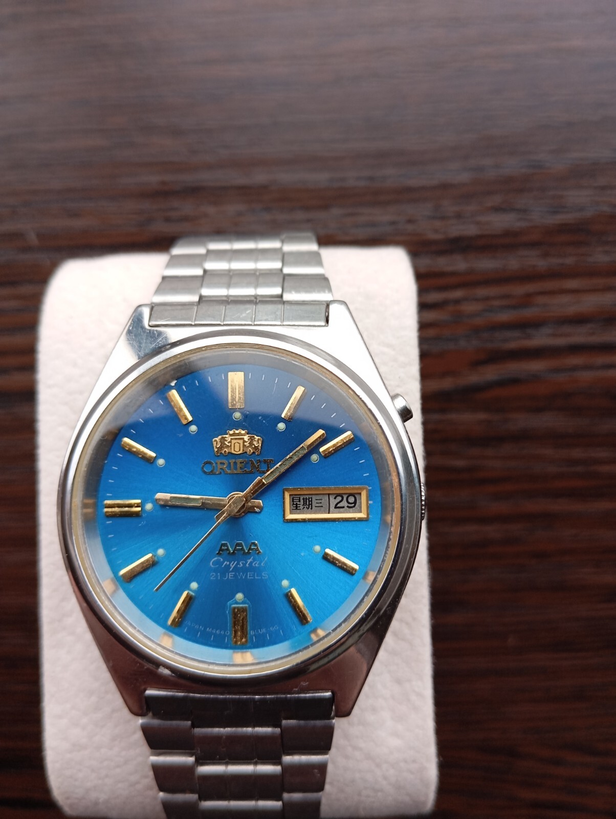 🇯🇵 Orient AAA Crystal 469 JAPAN Automatic Wristwatch Blue dial For Man Watch
