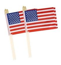 12 Pack Small American Flags on Stick 4x6 Inch US American Handheld Stick Flags