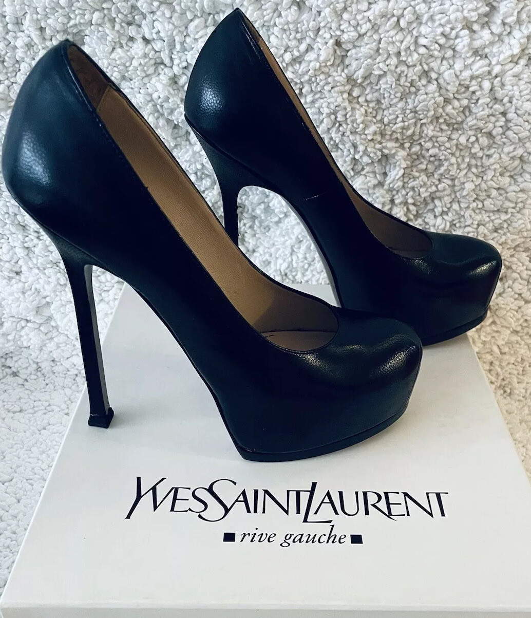 Décolleté YSL Yves Saint Laurent in pelle nera taglia 38