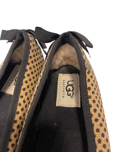 UGG Polka Dot Bow Indah Burlap Slip On Flats Shoes Women's size 8.5 - Picture 5 of 10