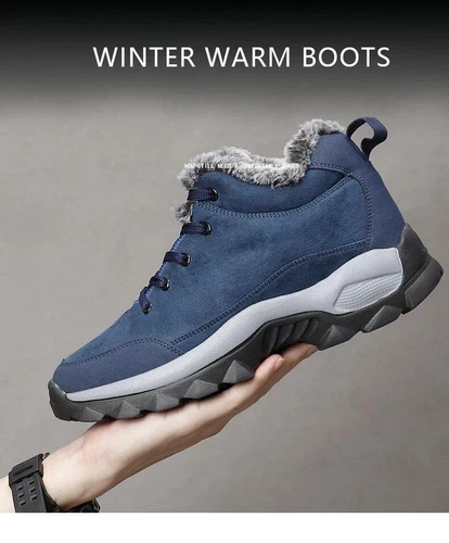 Herren Fell Gefüttert Winter Schnee Stiefel Outdoor Wasserdicht Arbeitsschuhe Wandern Walking - Bild 9 von 27