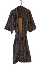 VTG Barrington Men's Green Paisley Polyester Robe - Pockets - One Size Fits All