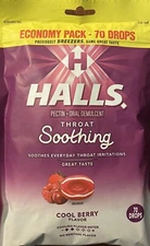 Halls ECONOMY Pack COOL BERRY Throat Soothing 70 Cough Drops - NEW