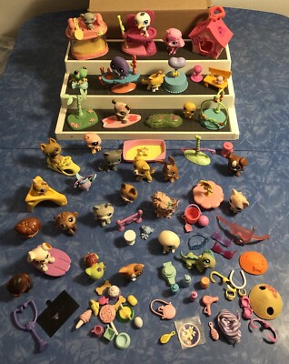 Huge Lot Vintage Littlest Pet Shop Assorted LPS Figures & Accessories ...