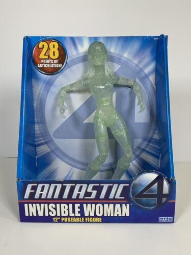 2005 ToyBiz Fantastic 4 - CLEAR Invisible Woman 12” Poseable Figure NEW Sealed - Picture 2 of 8