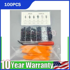 Auto Plastic Fasteners Kit Push Trim Pin Rivet Bumper Car Retainer Clips 100 PCS
