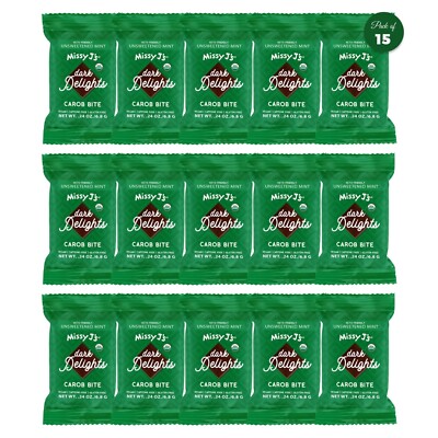 Missy J's Organic Unsweetened Dark Carob Delights Mint - 15 Healthy Mini Bites