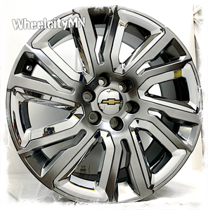 Motors 22 Inch Car And Truck Wheels New 22x9 Hyper Black Aluminum Rim W Chrome Inserts For 18 Chevy Tahoe