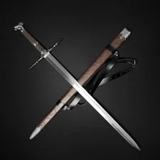 Otakumod One Hand Silver Medieval Knight Sword w/Scabbard For Cosplay Costumes