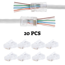 20 pcs RJ45 End Pass Through Connector for CAT6 UTP Network Cable Gold Plated