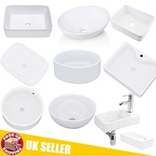 Modern Bathroom Ceramic White Basin Sink Hand Wash Wall Mounted Hung Countertop