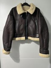 Giacca biker stile pelle ritagliata pelliccia Zara - donna taglia small 