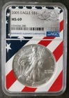 2005 $1 American Silver Eagle Dollar NGC MS69