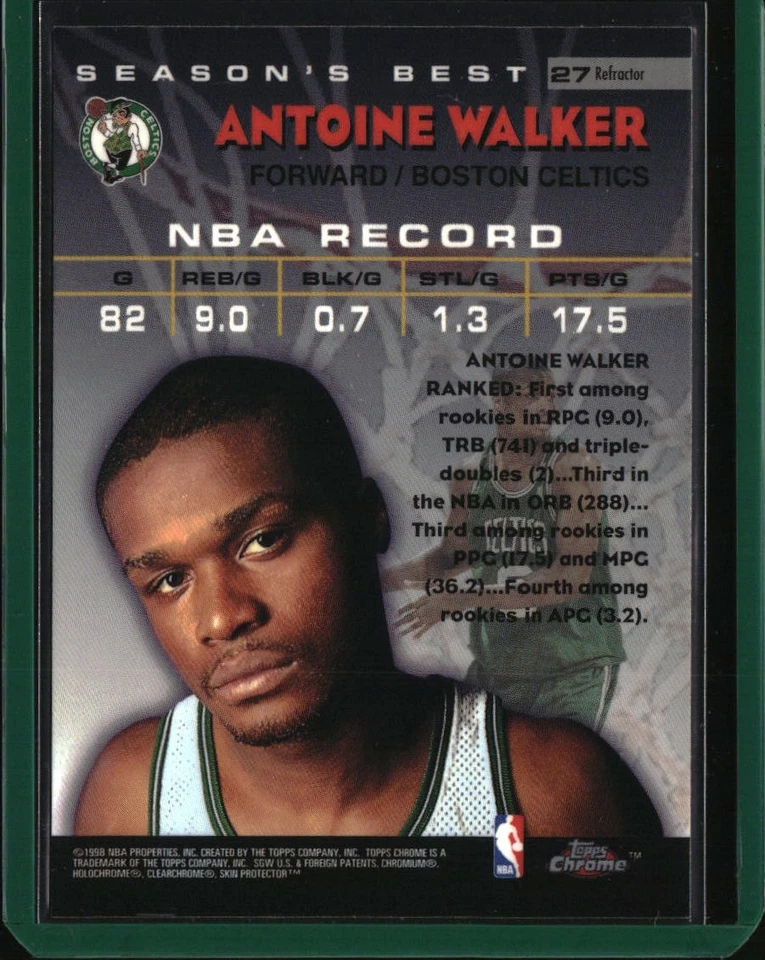 97/98 1997-98 Topps Chrome Season's Best Refractor #SB27 Antoine Walker Celtics - Image 2 of 2