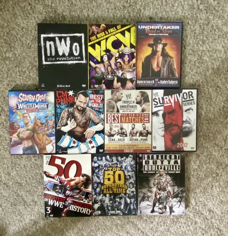 (10) WWE WWF WCW NWO Wrestling DVD LOT FREE Shipping