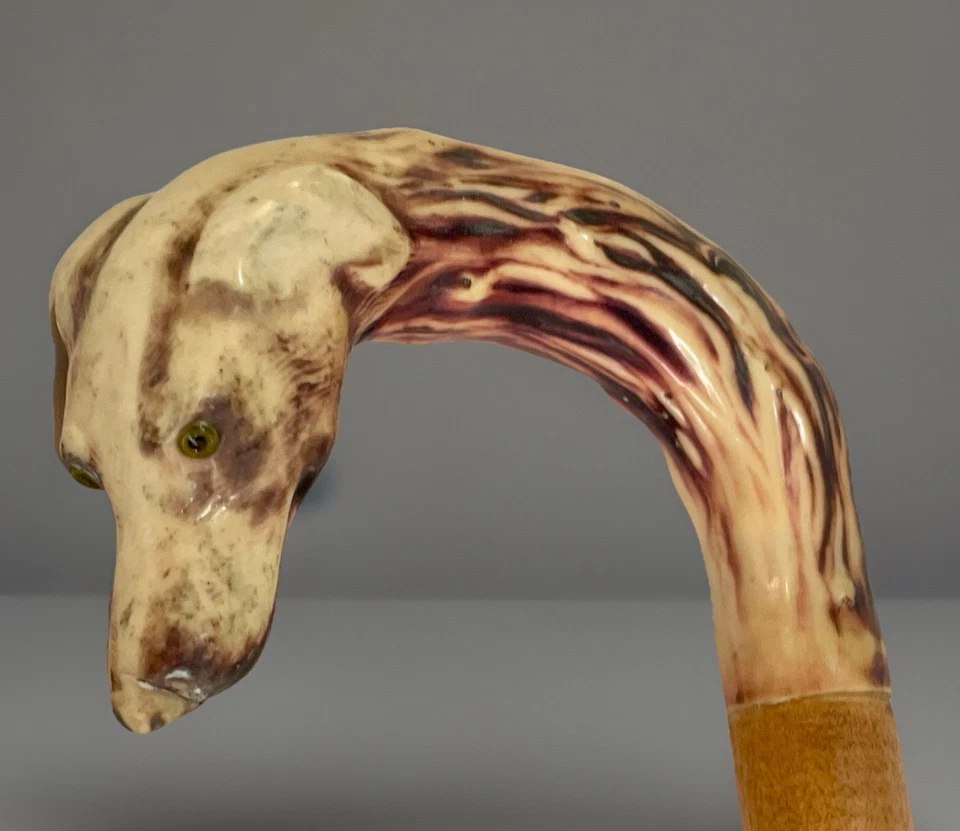 ¿Celuloide/baquelita antiguo? Bastón de vidrio tallado para perros 33"" Foto 2 de 4