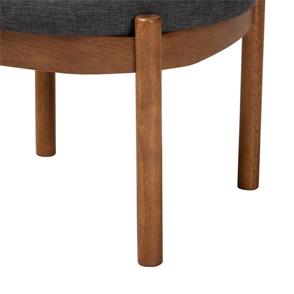 Baxton Studio Iliana Gray Fabric and Walnut Brown Wood Ottoman Footstool - Image 3 of 4