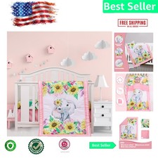 Perfect Baby Shower Gift: Soft Elephant Crib Bedding Set with Crib Skirt  Quilt