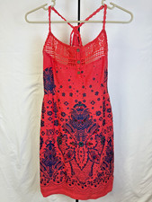 Free People Crochet Accents Beading Strappy Bright Floral Small Dress