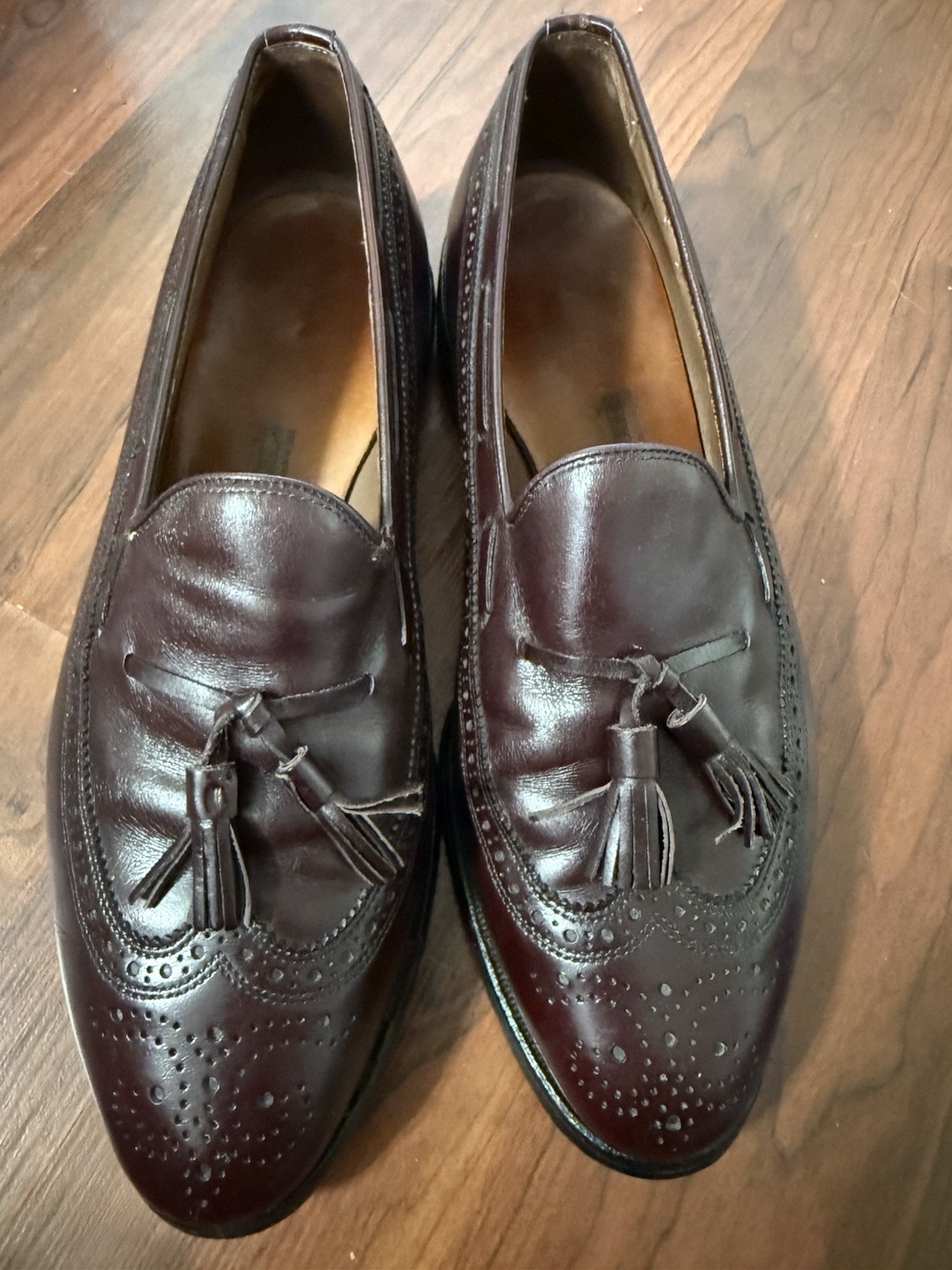 Vintage Allen Edmonds Manchester Tassel Loafers 9.5 D Burgundy/Oxblood Leather