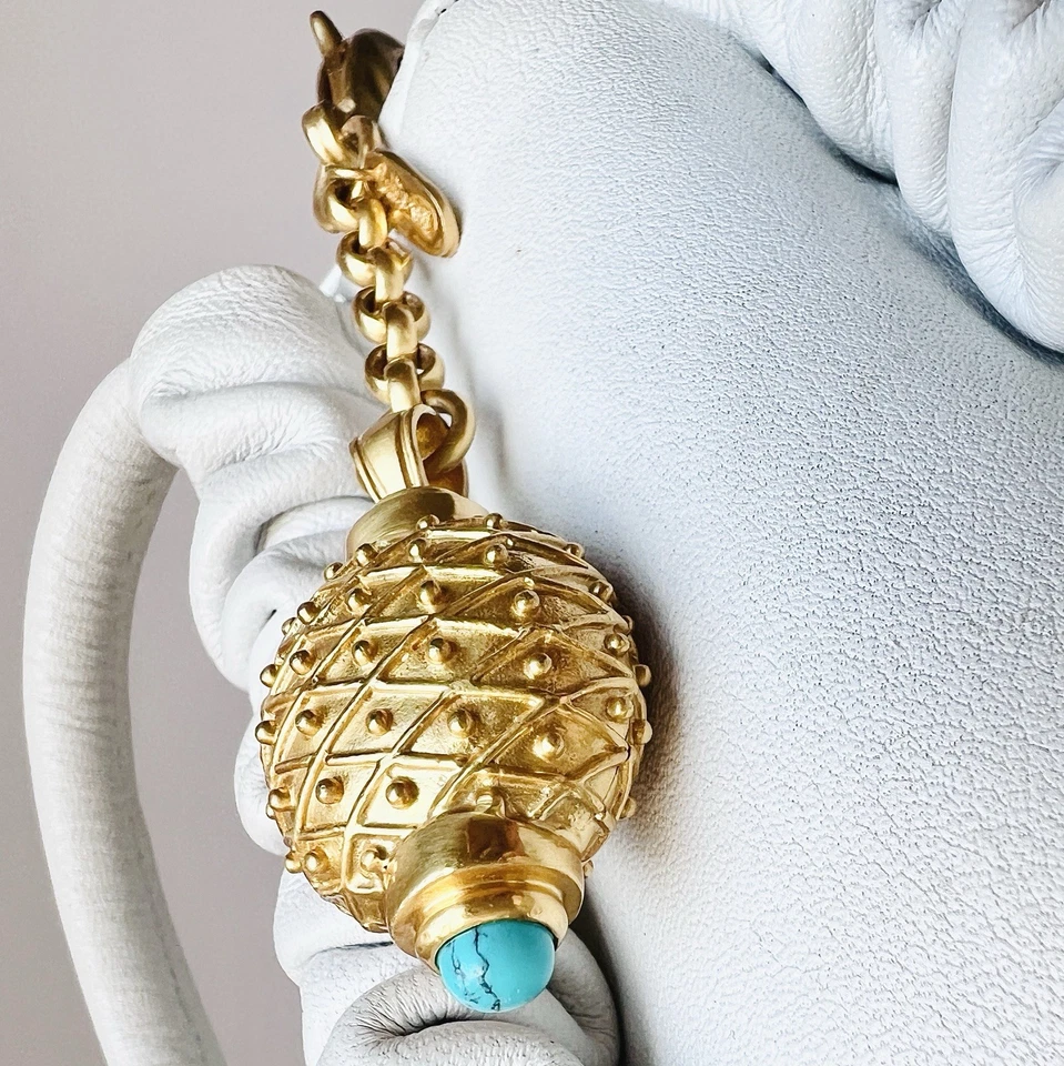 Rare Retired Julie Vos Gold-Tone Turquoise Pendant Charm Keychain Resort Coastal - Image 4 of 4