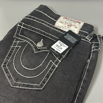 True Religion Geno Big T Flap Slim Jeans Relaxed 36x32 Grey Smoky