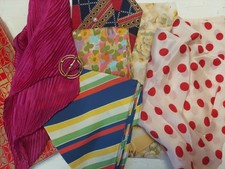 Vintage Rayon Nylon Scarf Lot Of 6 Scarves Sizes vary red polka dot yellow flora