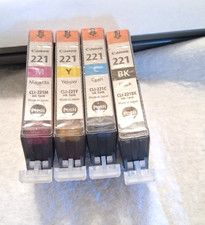 Canon 221 - Black Cyan Magenta Yellow 4-Pack Ink Cartridges - new Genuine