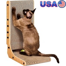 L Shaped Cat Scratching Board Durable Cardboard Scratcher Indoor Toy Ball New