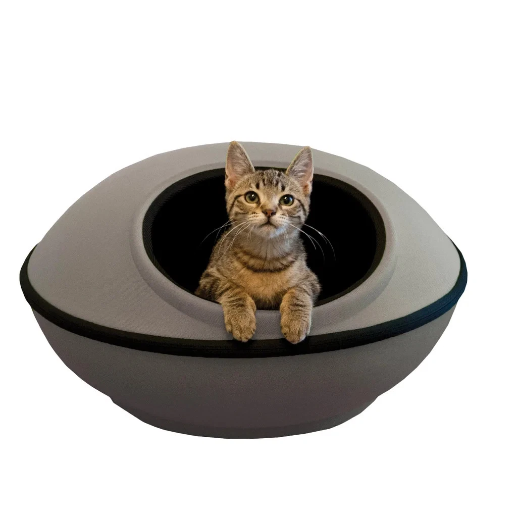 K&H Mod Dream Pod Pet Bed, Cave-Like Dream Enclosed, Plush, Cats & Dogs, Gray