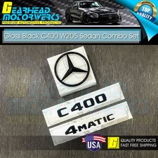 C400 Emblem 4matic Gloss Black W205 Sedan Trunk Star Badge Set For Mercedes Benz C400 Emblem 4matic Gloss Black W205 Sedan Trunk Star Badge Set For Mercedes Benz