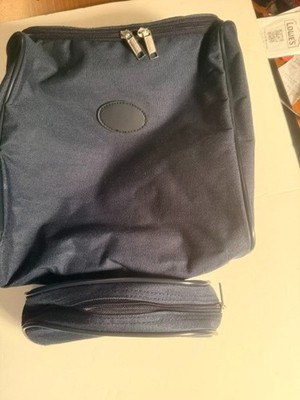 Jaguar Navy Vintage Makeup Travel Toiletry Bag Model #93677 and Small Makeup Bag