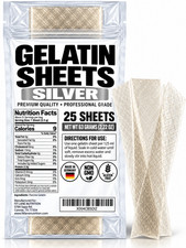 Silver Gelatin Sheets for Baking &ndash; 25 Count (63 Grams) &ndash; Unflavored