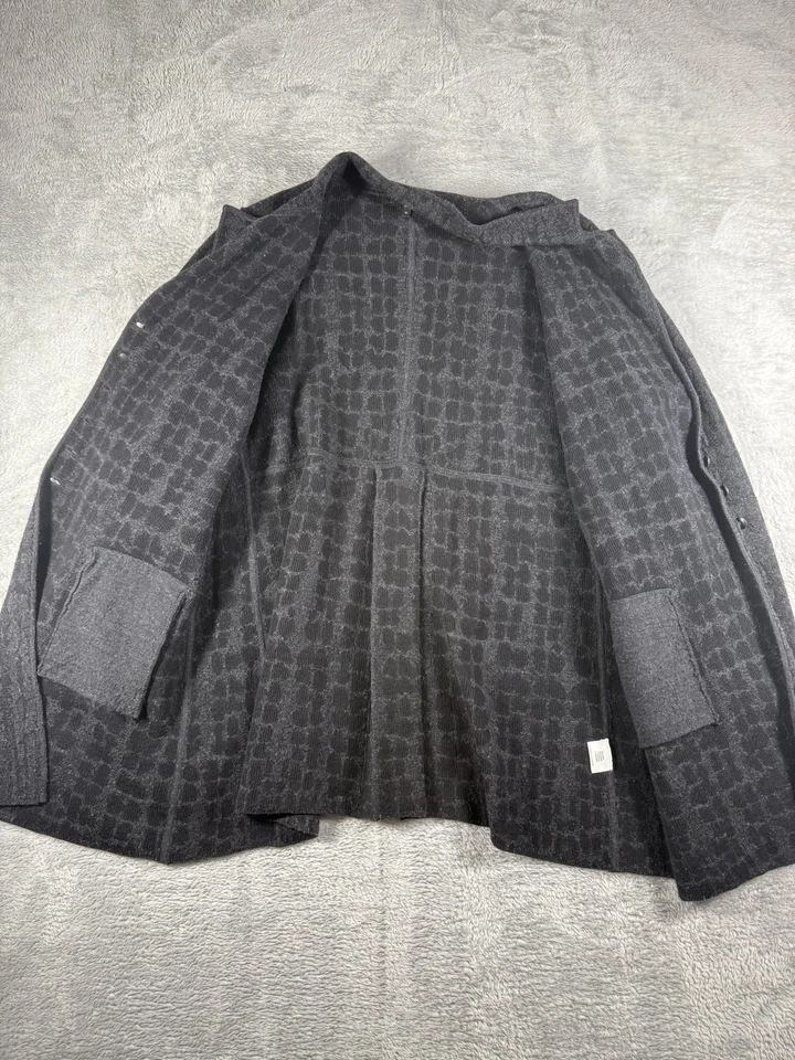 Chaqueta Eileen Fisher Mujer XL Gris Mezcla de Lana Tejida Larga Oficina Carrera Suéter Foto 3 de 4