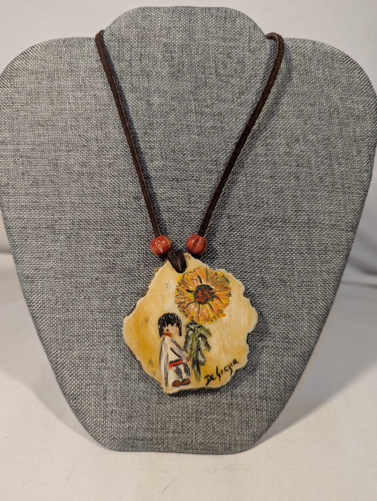 DeGrazia Gallery De Grazia Necklace Signed Mid-Century NATIVE AMERICAN Sunflower
