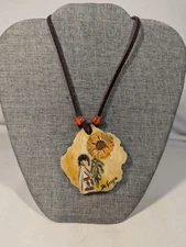 DeGrazia Gallery De Grazia Necklace Signed Mid-Century NATIVE AMERICAN Sunflower