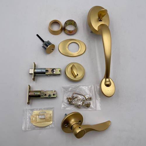 Design House Coventry Entry Door Handleset Deadbolt Satin Gold 728915