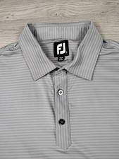 FootJoy Polo Shirt Mens XL Gray Stripe Performance Golf Short Sleeve UPF 50 FJ